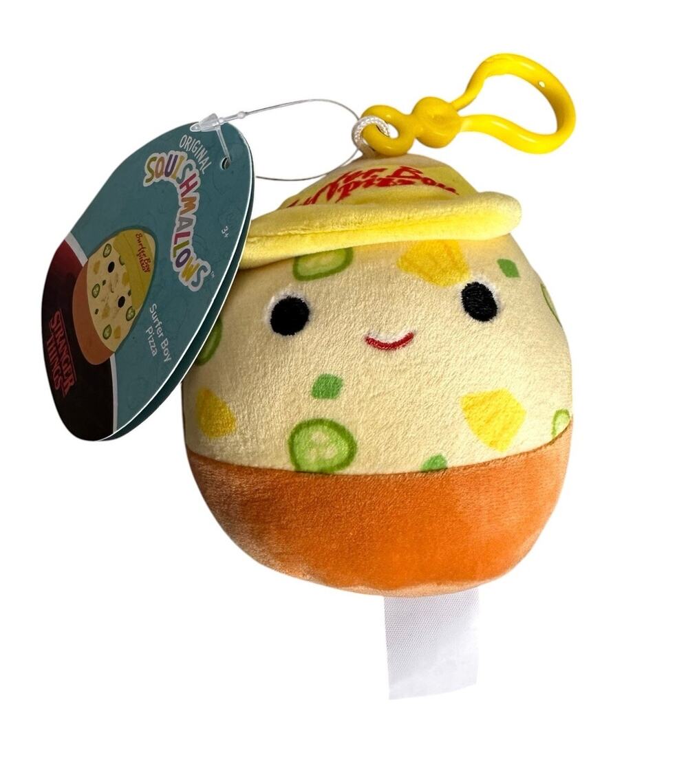 Squishmallows Maui Surfer Boy, Pizza Plush Clip 3.5 inches Stranger Things